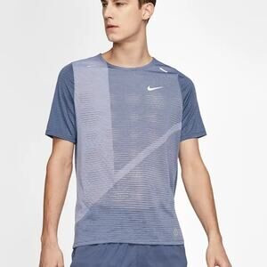 Men's Nike Rise 365 Future Fast Run Top Short Shirt Blue CJ5688-491 Size S NWT